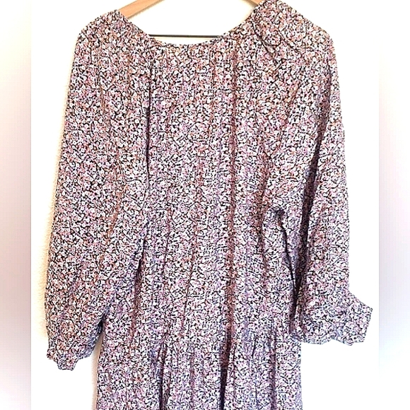 H&M Ditsy Floral Print Dress Multicolored Sz S Oversized Bohemian Puff Sleeve - Picture 4 of 8